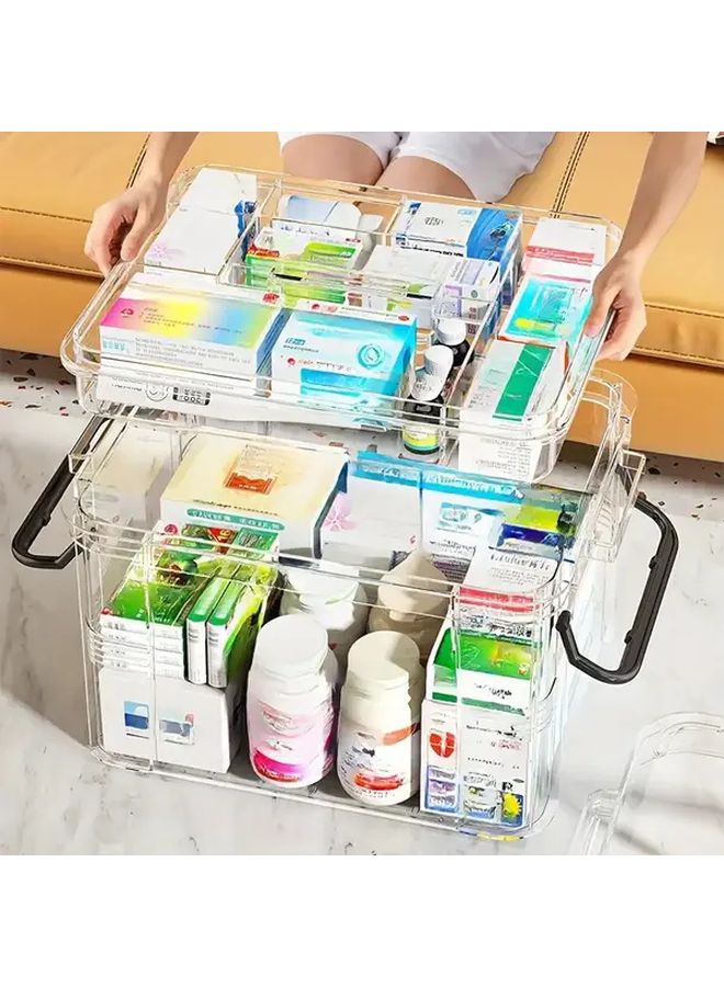 Black XL Heavy Duty Transparent Plastic Waterproof Medicine Cabinet Organizer - Image 3